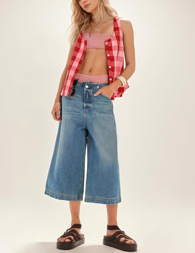 Image of Women Gingham 2 Piece Shorts Sets Summer Matching Sets Button Down Sleeveless Tank Top Shorts Lounge Pajama Sets Red