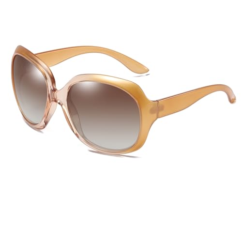 Womens Polarized Sunglasses Trendy Large Round Anti Glare Driving Sun Glasses Ladies Cute Big Frame Shades