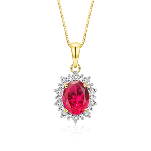 Image of Rylos Women's Yellow Gold Plated Silver Princess Diana Ring & Pendant Set. Gemstone & Diamonds, 9X7MM Birthstone. Matching Friendship Jewelry, Sizes 5-10.