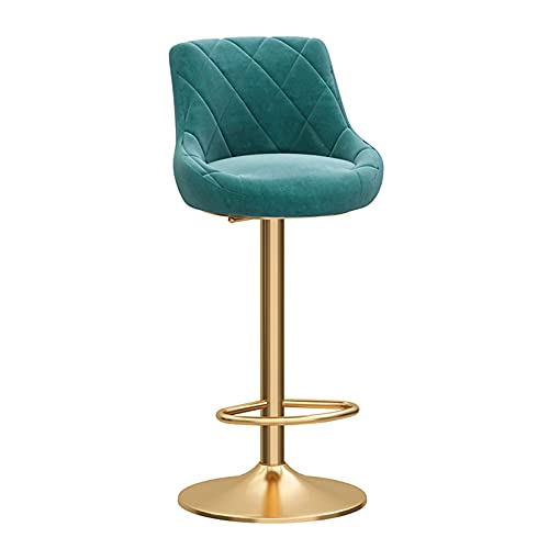 Tabouret de comptoir en fer forgé et velours avec base dorée chic