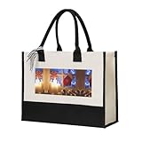 Liulannq Bolso elegante con costuras de lona para mujer, con texto en inglés 'Merry Christmas'