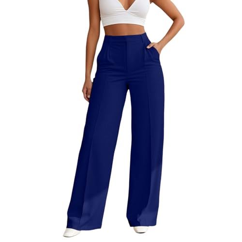 Wide Leg Work Pants for Women Stretch High Waisted Loose Fit Dress Pants Business Casual Summer Trousers with Pockets