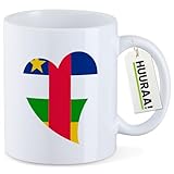 Huuraa Kaffeetasse Zentralafrikanische Republik Flagge Herz 330ml Weiß Keramik Kaffeebecher Geschenkidee