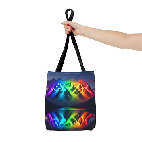 A Glowing Rainbow Mountain Range Premium Tote Bag with Reinforced Stitching4