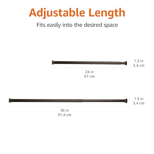 Image of Amazon Basics No Drill, Non Slip Tension Curtain Rod, Adjustable Length 24-36 inch, Classic Finial, Bronze
