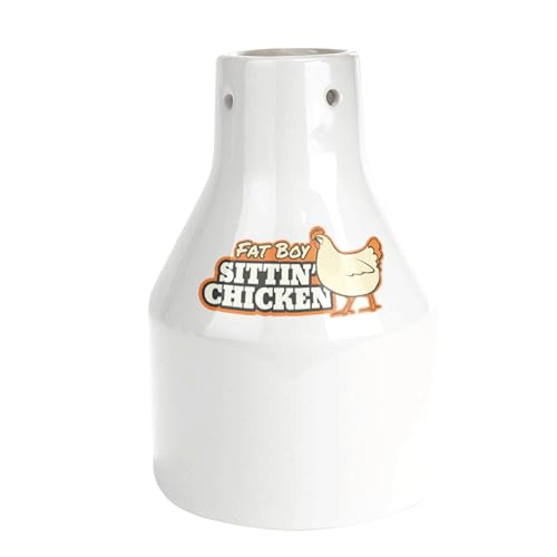 Ceramic Beer Can Roaster With 4 Steam Holes For More Flavor-Fat Boy Sittin' Chicken Marinade Bbq Cooker- Extra Wide Base Holds Full Chicken-Great For Dinner Meal Prep & Parties- Grill & Oven Safe
