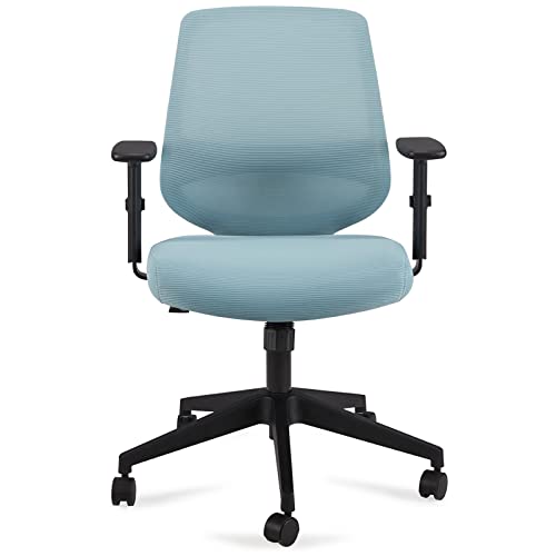 Amazon-Marke: Movian verstellbarer Schreibtischstuhl mit halbhoher Rückenlehne mit gepolstertem Netzmaterial, Armlehnen und Lendenwirbelstütze, 63,5 x 58 x 91 cm, Cyan