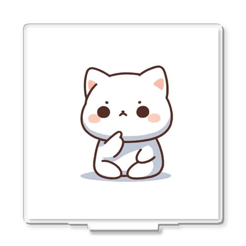 Amazon.co.jp: 【受注生産】考え中のかわいい白猫 キャラクター