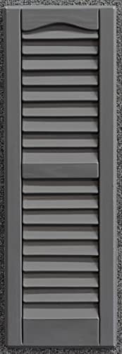 12 x 43 in. Louvered Exterior Decorative Shutters, Gray