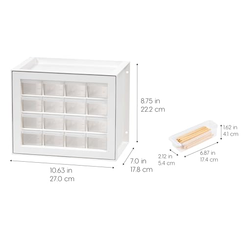Image of IRIS USA 16-Drawer Small Drawer Organizer, Made in USA, Stackable Teacher Toolbox for Crafts, Art Supplies, Nuts, Bolts, Building Bricks, Drink Mix & Water Flavor Packets, Make Up Storage,White
