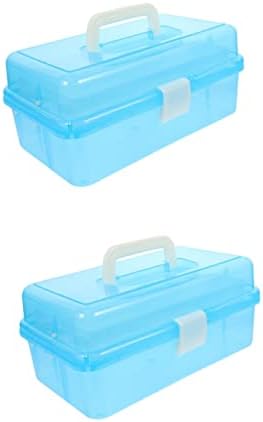 Didiseaon 2pcs Art Box Storage Boxes with Lids Clear Organizer Box Manicure Tools Sewing Supplies Organizer Brush Storage Box Three- Layer Storage Organizer Tools Box Storage Container Tray