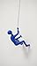 Climbing Man Wall Art for Home Decor with 30” Leather Rope | Polyresin Statues and Sculptures with Hanging Hardware Included for Modern Wall Decor and Motivational Art, Blue