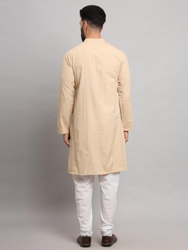 Image of LATEST CHIKAN Men's Cotton Regular Striped Knee Lenght Kurta Full Sleeves - Casual Ethnic Wear