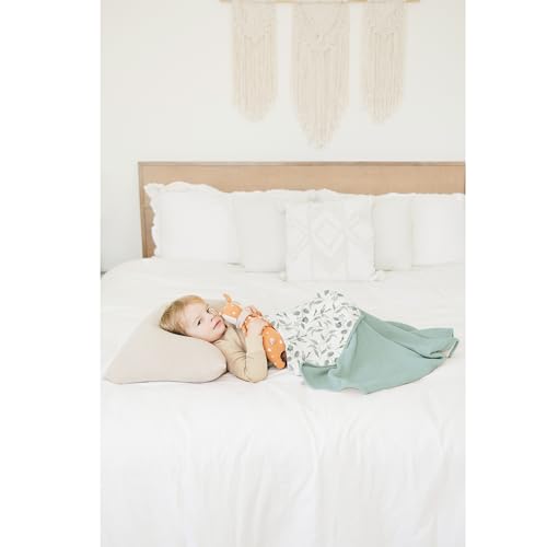 Konssy Muslin Baby Blankets for Girls Boys, 100% Cotton Crib Blanket for Infant Toddler, Super Soft and Lightweight Nursery Swaddling Wrap 40"x36" (Green Leaves)