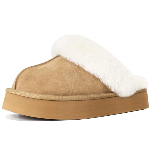 OOW Fuzzy Platform Slippers for Women - Women's Casual Winter