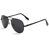 Polarized Aviator Sunglasses for Small Face Women Men, 100% UV400 Protection, 52MM (Black/Black...