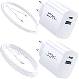 20W USB C Ladegerät, Schnellladegerät mit Ladekabel(1M+ 2M), USB-C Charger Netzteil Dual-Port (A+C) Kompatibel mit iPhone 16 14 Pro Max 13 12 11,Samsung Galaxy S25 S24 S23 Ultra