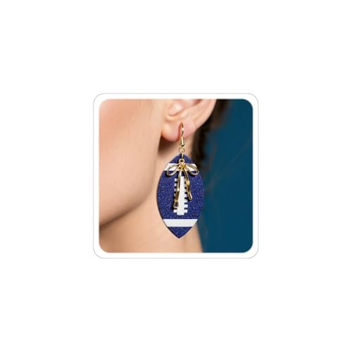 Football Earrings for Women Football Mom Accessorie Game Day Outfits Sparking Val Bowknot Sport Drop Earrings