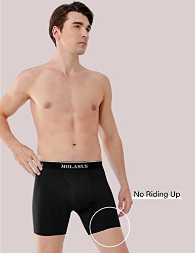 Molasus Mens Boxer Briefs Soft Cotton Underwear Open Fly Tagless Underpants Pack Of 5 Multicolor,Small #TOP1