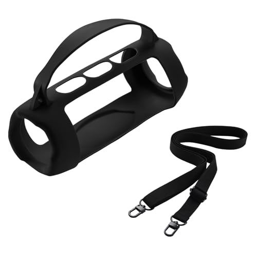 Custodia silicone compatibile con altoparlante JBL Charge 5 5 custodia protettiva da viaggio gel morbida in gomma impermeabile con tracolla nero