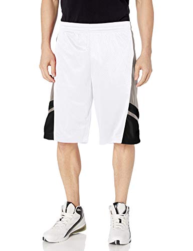 Southpole Men's Big and Tall Basic Basketball Mesh Shorts, White, 3XB