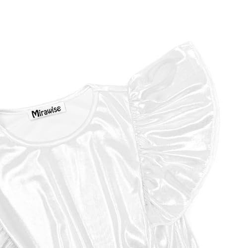 Image of Mirawise Girls Shirts Metallic Tops Clothes Tshirt Ruffle Short Sleeve Tee Size 6-14