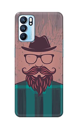 Image of PRINTFIDAA Man Icon with Beard Shirt Hipster Printed Designer Hard Case for Oppo Reno6 5G, Oppo Reno 6 5G Back Cover -(e) RPM1001