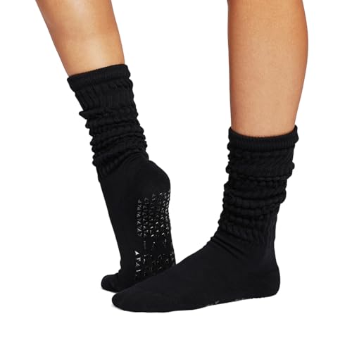 Image of TAVI Stacy Slouch Pilates Socks with Grips for Women | Non-Slip Grip Socks, Patented Grip Sole Design, Soft Organic Cotton Blend, Arch Band Support; Use for Yoga, Barre, Lagree