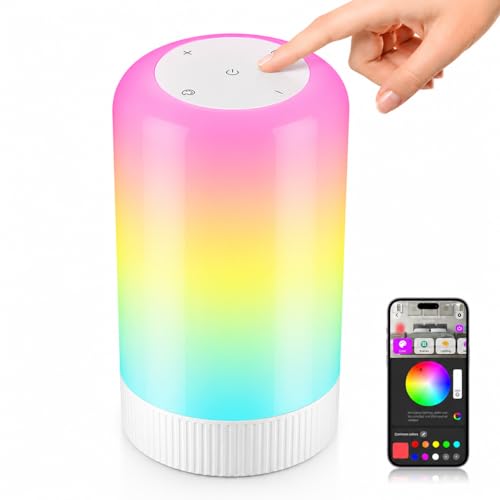 RGBICWW Smart Table Lamp, Touch Bedside Lamp with App Control, LED Desk Lamp with Music Sync...
