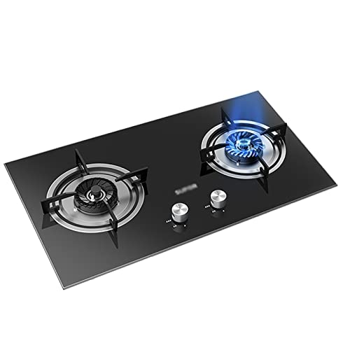 IFGSEQQQ Placa de gas profesional de 4,2 KW, placa de gas integrada de 72 cm, 2 quemadores, accesorios de cocina para el hogar con soporte cuadrado de hierro fundido y dispositivo de protección contra