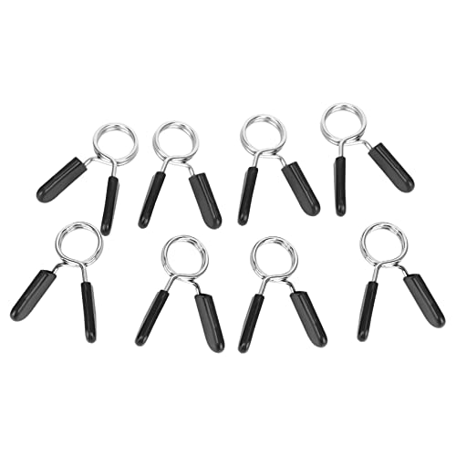 Srutueo 8Pack Dumbbell Spring Collars, Exercise Barbell Clip Clamps for Weight Bar Dumbbells Gym Fitness Training Weight-Lifting, Silver & black