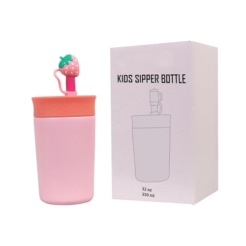 Image of Toddler Water Bottle with Straw, Kids Sipper Cup BPA Free Leak Resistant Drinking Bottle for Preschool, Daycare, Travel & Everyday Use (Light Pink , 350 ml)