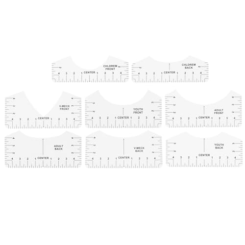 Cabilock Regla para Centrar Camisetas Blanca 8 Piezas Herramienta de Alineación y Plantilla para Camiseta Diseño Flexible y Resistente para Medición Precisa del Cuello