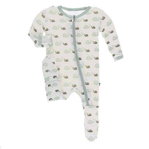 Image of KicKee Pants Print Footie with Zipper, Fitting Long Sleeve Pajama Baby Bodysuit, Ultra Soft Everyday One Piece Loungewear