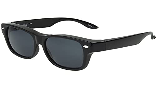 Solar Shield Dioptics Solar shield Fits over Sunglasses (FO-056) UnisexWay shape Black glossy frame,Smoke lenses 54 mm,Gray,SS FO-056