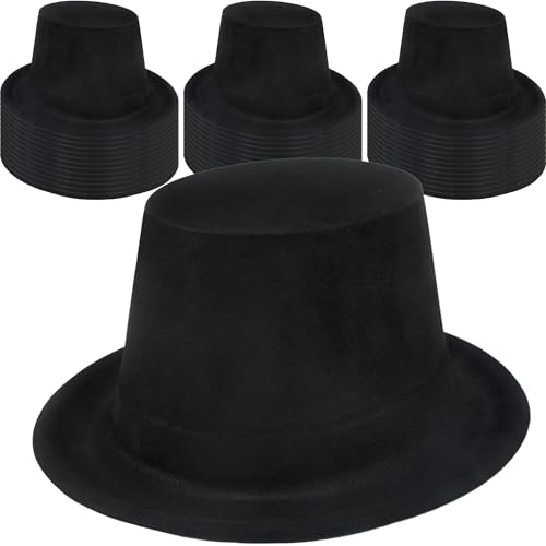 SGBETTER 40 Pcs Kids Plastic Top Hat Bulk Black Magician Hat Costume Top Hat for Boys Girls Halloween Cosplay Stage Performance