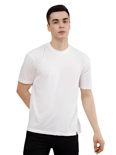 Image of POCKMAN Oversized Fit Mens Round Neck Cotton Blend Half Sleeve Plain T-Shirts.