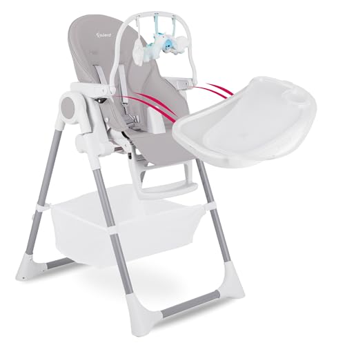 Suleno® Hochstuhl Baby mit Spielbogen, Ablage und Liegefunktion - für Junge Eltern, Vielseitiger Kinderhochstuhl, Ergonomischer Baby Hochstuhl für Komfort und Sicherheit (Hellgrau)