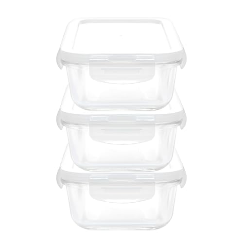 Image of Cutting EDGE 1040ml Rectangular Borosilicate Glass Food Container(Set of 3) | Lunch box, dry food storage, meal storage, refrigerator use, Transparent container, household kitchen, for food Preparation