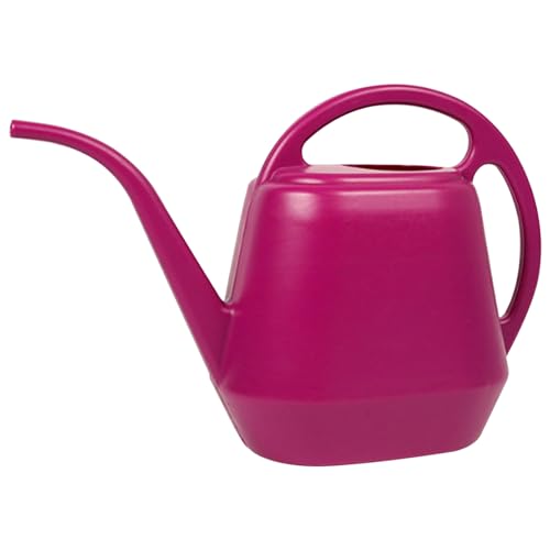 Hintyne Regadera De 4 litros para Interiores con Pico Largo Regadera para Plantas con Doble Asa Y Boca Ancha Antideslizante A Prueba De Humedad para Interiores Y Exteriores Rosa Roja