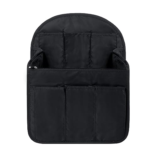 Surblue Backpack Organizer Insert Liner Hanging Travel Rucksack Purse and Handbag Insert Pocket, High-capacity Divider Foldable Nylon Shoulder Bag Organizer for Men and Women, (Black, L)