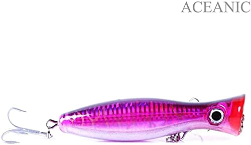 Pack Of 3 Large Top Water Poppers 4.75 In/ 1.5 Oz Artificial Seal Lure 3D Eyes With Hooks And Ring For Saltwater Offshore, Surf Fishing Striped Bass, Bluefish #TOP6