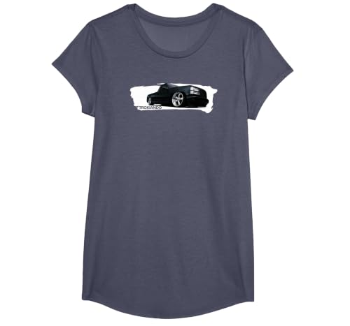 OBS Mamalona Trokiando on Big Wheels Lowered Paint Effect T-Shirt, Girls, Heather Blue, Medium