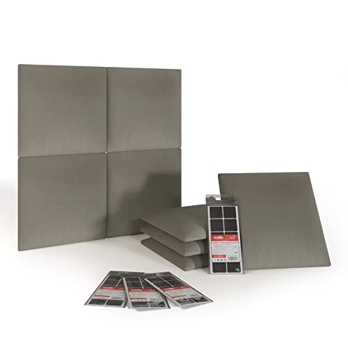 Mollis Panel de Pared 30 x 30 cm, Juego de 8 Piezas, Cabecero para Cama, Salón, Pared Decorativa, Tapizado Decoración 3D Moderna para Dormitorio, Insonorizante, Cojines Acústicos de Pared, Gris