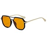 RRNTTTM Occhiali da sole da uomo Simplify Designer UV400 Pilot Sun Glasses Metal Rods Fashion Shades, Nero Arancione