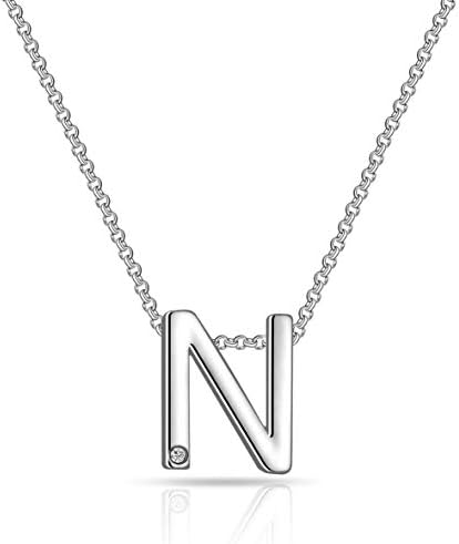 Silver Plated Initial Necklaces A to Z Created with Austrian Crystals
