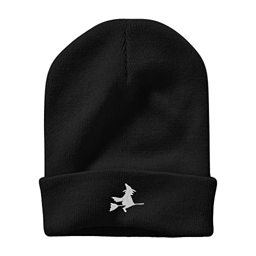 Image of Embroidery Goth Beanie Knit Hats for Men & Women, Embroidery Winter Hats Skull Cap