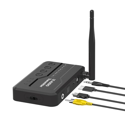 LE Audio Bluetooth 5.4 Transmitter for TV to Wireless Headphones, Auracast/Aptx Lossless/Adaptive Audio Bluetooth Adapter with AUX/RCA/Optical/Coaxial Audio Inputs, Plug n Play