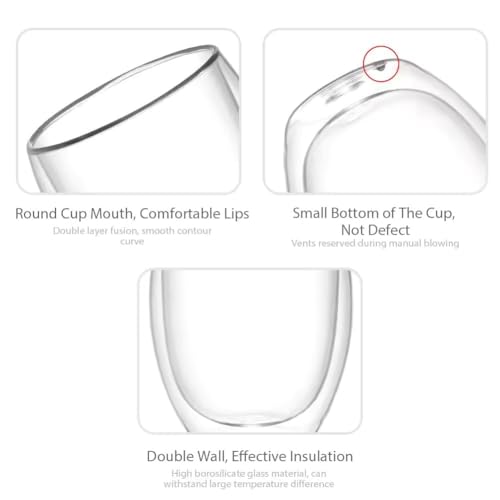 Image of Double Wall Glass Coffee Mugs - Glass Double Layer Tea & Coffee Cup Double Walled Glass Mugs for hot & Cold Drinks Coffee Tea Milk cappuchino Juice (250ML Mug, 2 Pieces) (MCV-2)