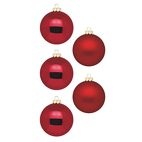 Inge Glas Weihnachtskugeln | Schöne Christbaumkugeln aus Glas | 20 Kugeln in Karton-Box | Christbaumschmuck Weihnachtsbaumschmuck Weihnachtsbaumkugeln (Ochsenblut | rot Glanz/matt)